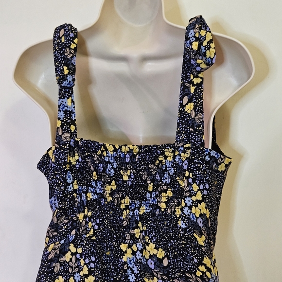 Jun & Ivy Blue/Yellow Multi-Color Floral Sleeveless Mini Dress, Medium - Picture 11 of 16